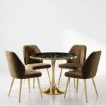 Set Masa Lyma Negru Marmorat Gold 80 cm cu 4 Scaune Elira Maro1