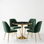 Set Masa Lyma Negru Marmorat Gold 80 cm cu 4 Scaune Elira Verde1