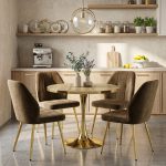 Set Masa Lyma Nuc Deschis Gold 80 cm cu 4 Scaune Elira Maro