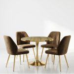 Set Masa Lyma Nuc Deschis Gold 80 cm cu 4 Scaune Elira Maro1