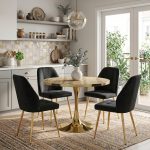 Set Masa Lyma Nuc Deschis Gold 80 cm cu 4 Scaune Elira Negru