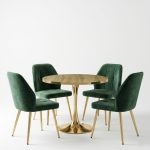 Set Masa Lyma Nuc Deschis Gold 80 cm cu 4 Scaune Elira Verde1