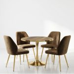 Set Masa Lyma Nuc Gold 80 cm cu 4 Scaune Elira Maro1