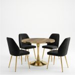 Set Masa Lyma Nuc Gold 80 cm cu 4 Scaune Elira Negru1
