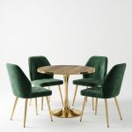 Set Masa Lyma Nuc Gold 80 cm cu 4 Scaune Elira Verde1
