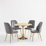 Set Masa Lyma Stejar Gold 80 cm cu 4 Scaune Elira Gri1