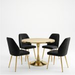 Set Masa Lyma Stejar Gold 80 cm cu 4 Scaune Elira Negru1