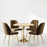 Set Masa Lyma Stejar Gold 90 cm cu 4 Scaune Elira Maro1