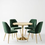 Set Masa Lyma Stejar Gold 90 cm cu 4 Scaune Elira Verde1