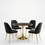 Set Masa Lyma Wenge Gold 90 cm cu 4 Scaune Elira Negru1