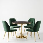 Set Masa Lyma Wenge Gold 90 cm cu 4 Scaune Elira Verde1