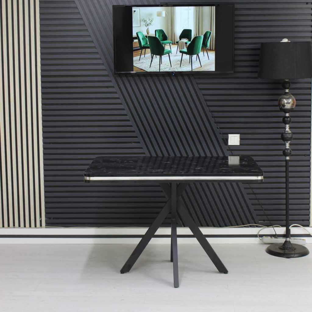 Masa fixa Dreptunghiulara Ada Negru Marmorat 110×70 cm