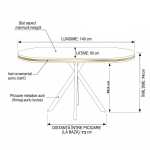 Masa fixa Ovala Alessia Negru Marmorat Dimensiuni 140×80 cm