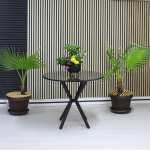 Masa fixa Rotunda Rona Negru Marmorat 90 cm1