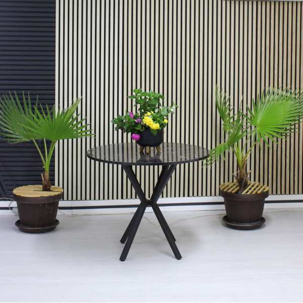 Masa fixa Rotunda Rona Negru Marmorat 90 cm1