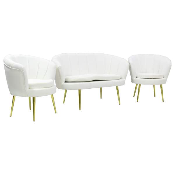 Set Canapea Myra cu 2 Fotolii Alb2