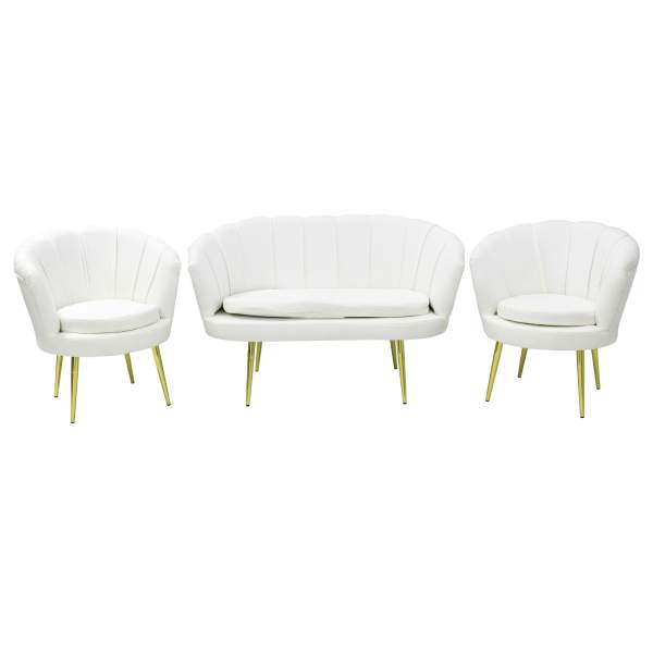 Set Canapea Myra cu 2 Fotolii Alb3