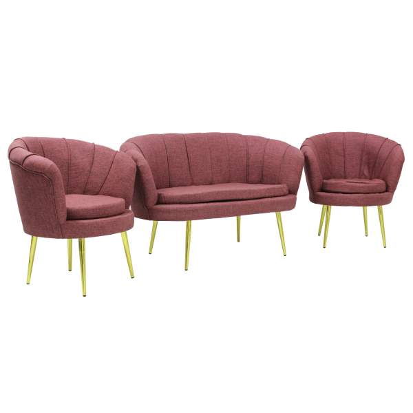 Set Canapea Myra cu 2 Fotolii Bordo3