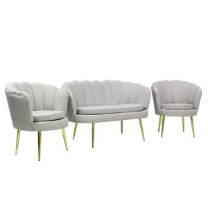 Set Canapea Myra cu 2 Fotolii Gri Deschis1