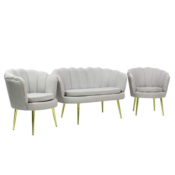 Set Canapea Myra cu 2 Fotolii Gri Deschis1