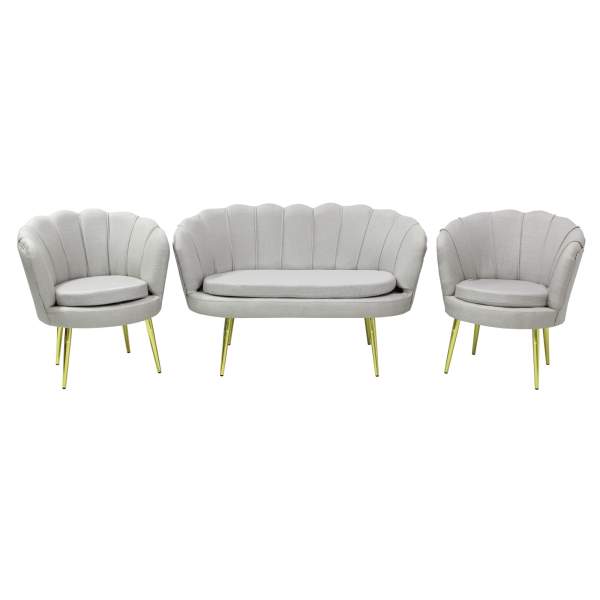 Set Canapea Myra cu 2 Fotolii Gri Deschis3