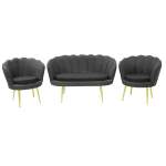 Set Canapea Myra cu 2 Fotolii Gri Negru3