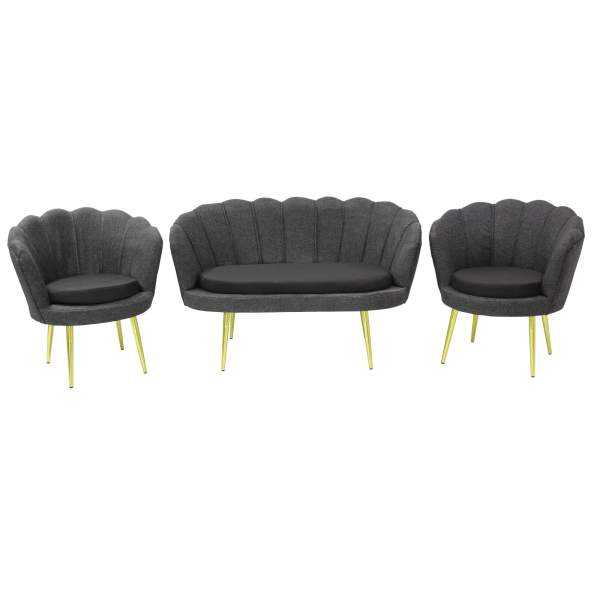 Set Canapea Myra cu 2 Fotolii Gri Negru3