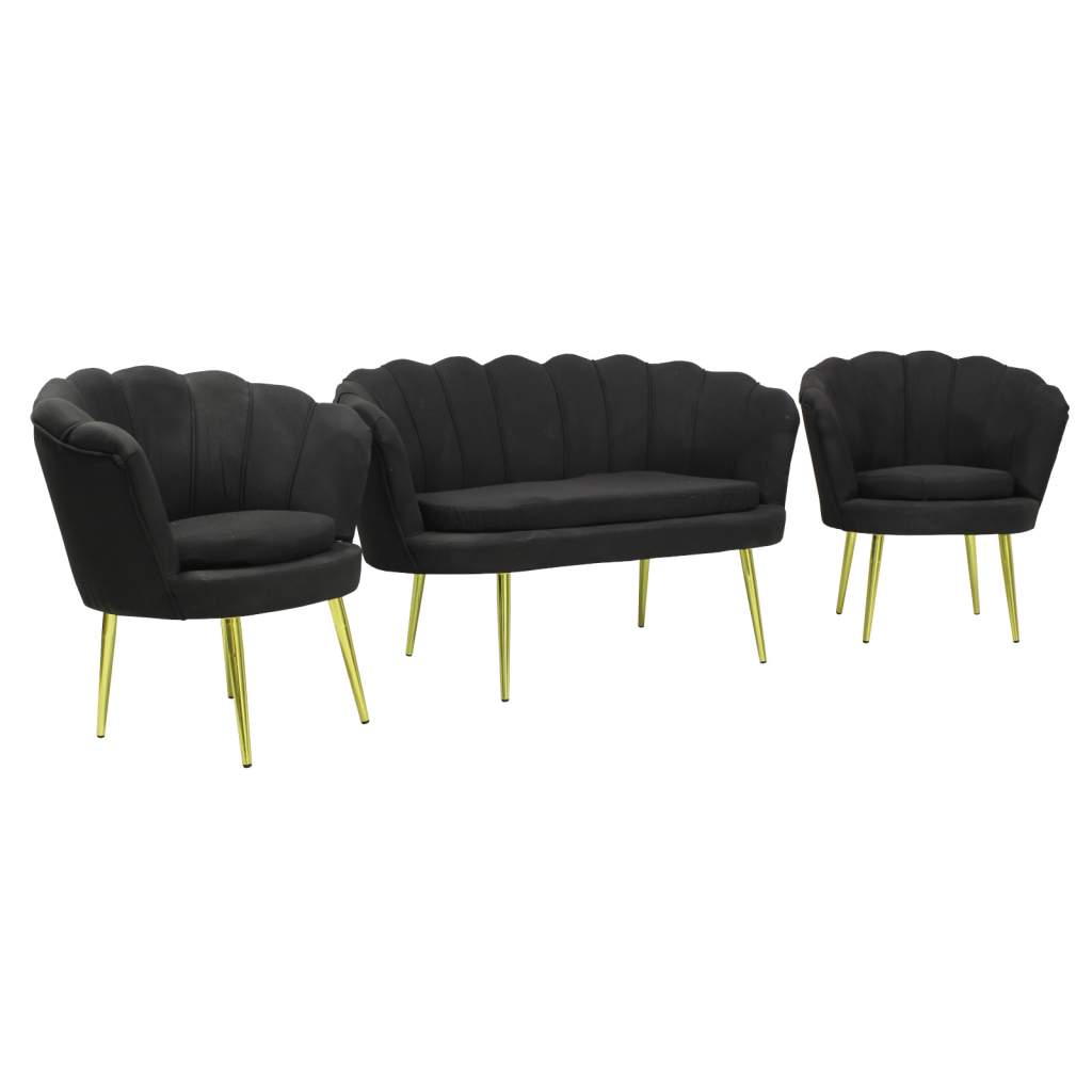 Set Canapea Myra cu 2 Fotolii Negru1