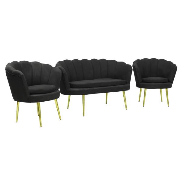 Set Canapea Myra cu 2 Fotolii Negru1