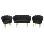 Set Canapea Myra cu 2 Fotolii Negru3