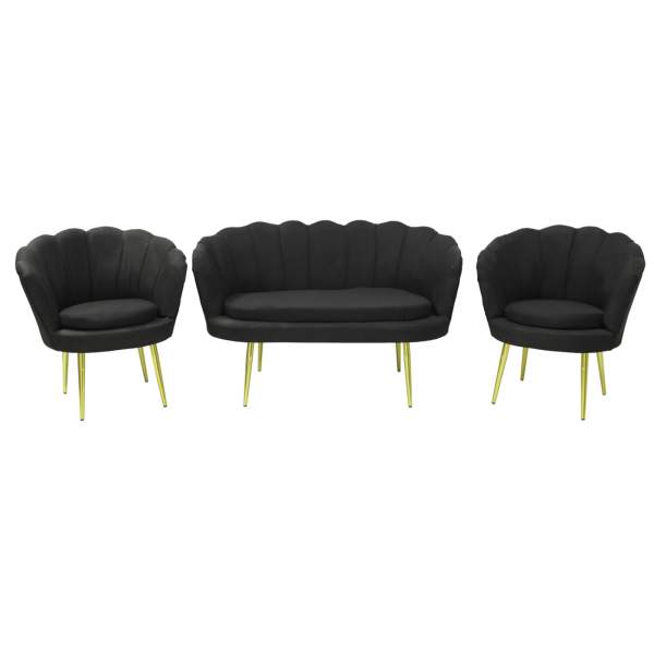Set Canapea Myra cu 2 Fotolii Negru3