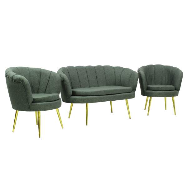 Set Canapea Myra cu 2 Fotolii Verde1