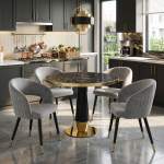 Set Masa Berlin Gold Negru cu 4 Scaune Monaco Gri