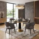 Set Masa Berlin Gold Negru cu 4 scaune Piele Ecologica Monaco Gri