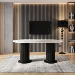 Masa fixa Ovala Marmo Alb Marmorat 170×90 cm