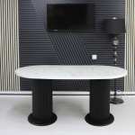 Masa fixa Ovala Marmo Alb Marmorat 170×90 cm 2