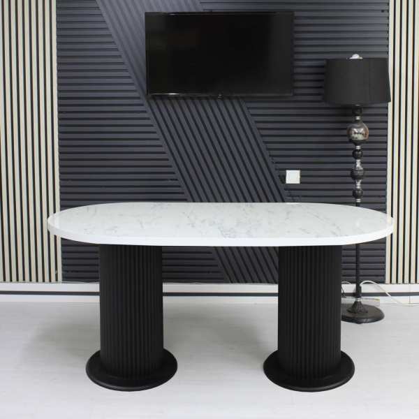 Masa fixa Ovala Marmo Alb Marmorat 170×90 cm 2