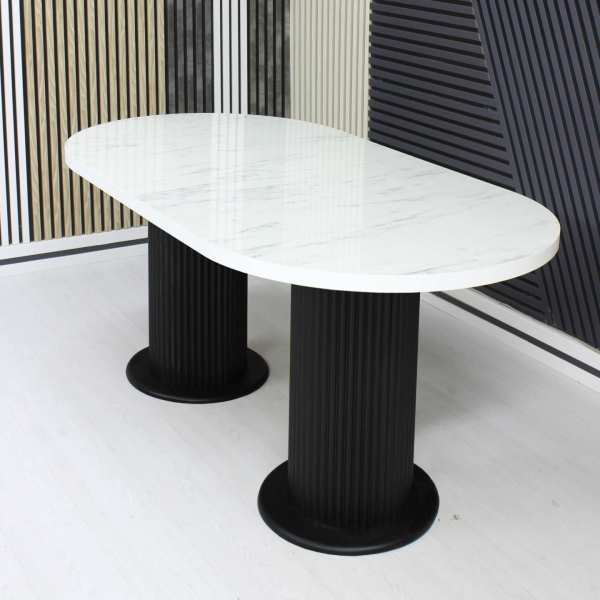 Masa fixa Ovala Marmo Alb Marmorat 170×90 cm 3