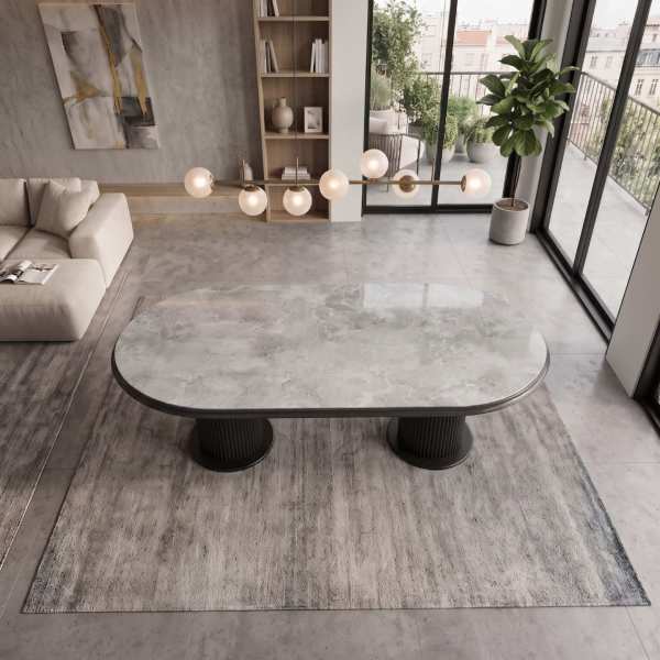 Masa fixa Ovala Marmo Gri Marmorat 180×90 cm 3