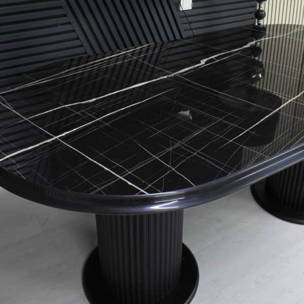 Masa fixa Ovala Marmo Negru Marmorat 180x90 cm 2