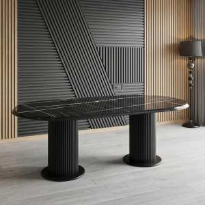 Masa fixa Ovala Marmo Negru Marmorat 180x90 cm