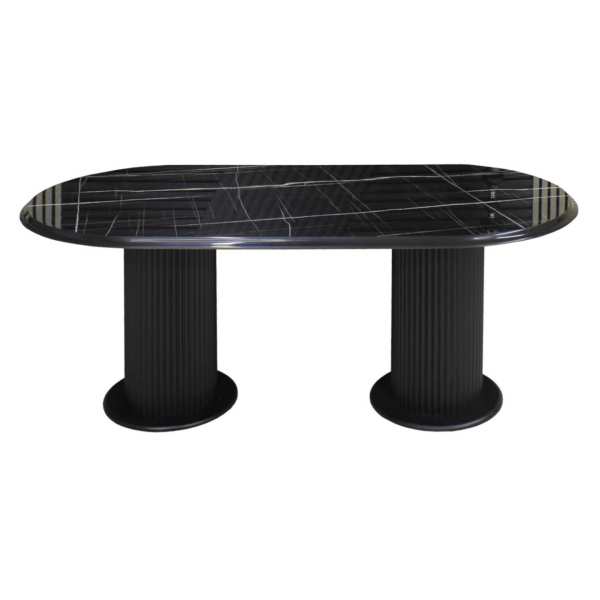 Masa fixa Ovala Marmo Negru Marmorat 180x90 cm 6