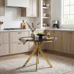 Masa fixa Rotunda Daire Negru Marmorat 90x75 cm