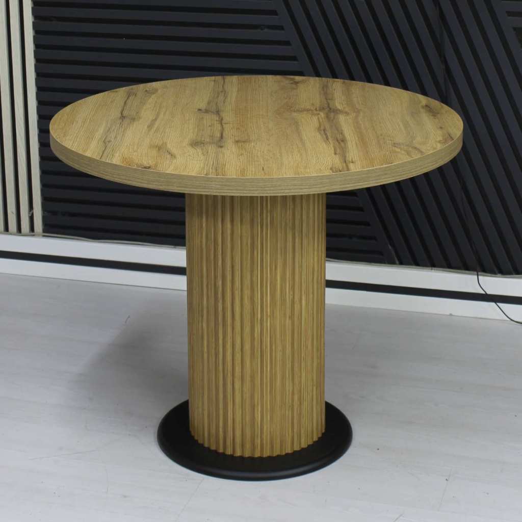Masa fixa Rotunda Florys Nuc Deschis Picior Nuc cu Negru 90×75 cm 1