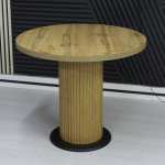 Masa fixa Rotunda Florys Nuc Deschis Picior Nuc cu Negru 90×75 cm 1