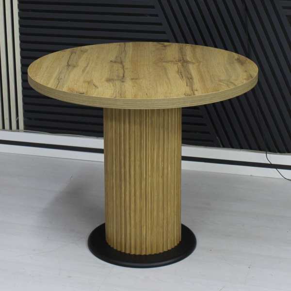 Masa fixa Rotunda Florys Nuc Deschis Picior Nuc cu Negru 90×75 cm 1