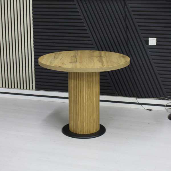 Masa fixa Rotunda Florys Nuc Deschis Picior Nuc cu Negru 90×75 cm 2