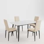 Masa-Atlas-Marble-Alb-cu-4-Scaune-Oscar-Crem 2