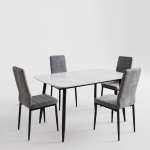 Masa-Atlas-Marble-Alb-cu-4-Scaune-Oscar-Gri 2