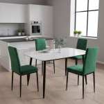 Masa-Atlas-Marble-Alb-cu-4-Scaune-Oscar-Verde